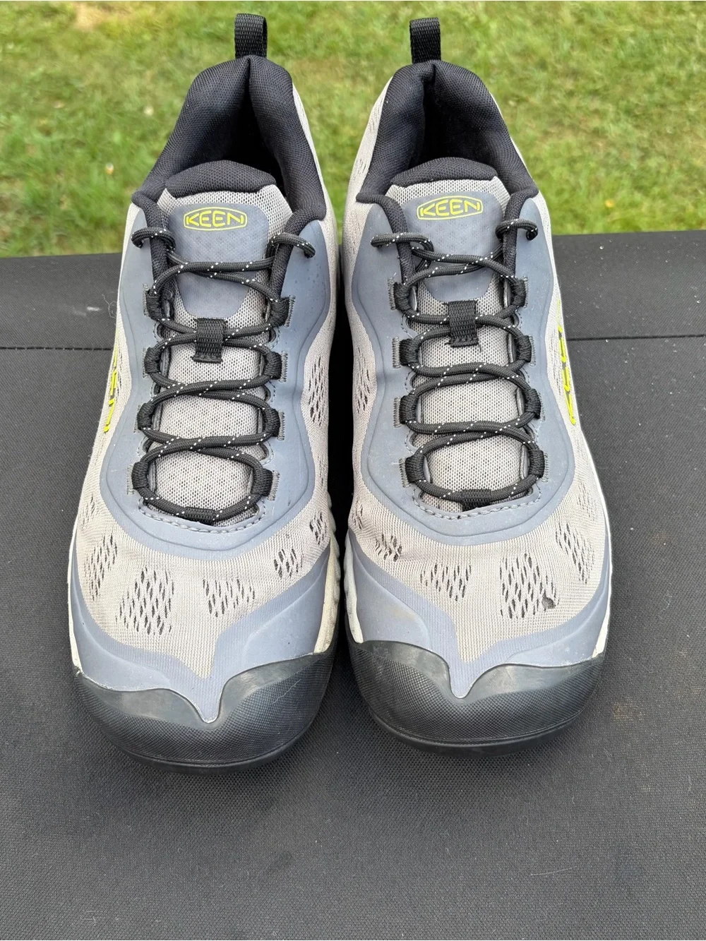 KEEN Men's NXIS Speed Low Vented Hiking Shoes Steel Grey Primrose - Size 12